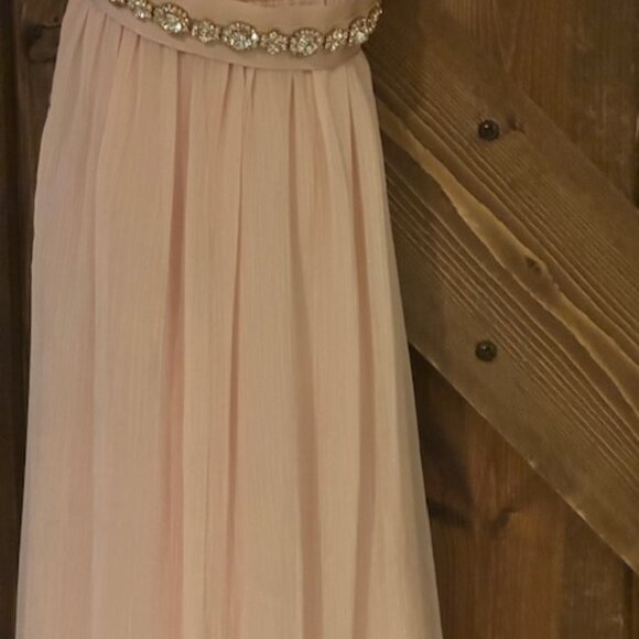 Vera Wang Formal White Collection Bridesmaid Dress Pink Chiffon Jeweled Belt 4 - Picture 10 of 16